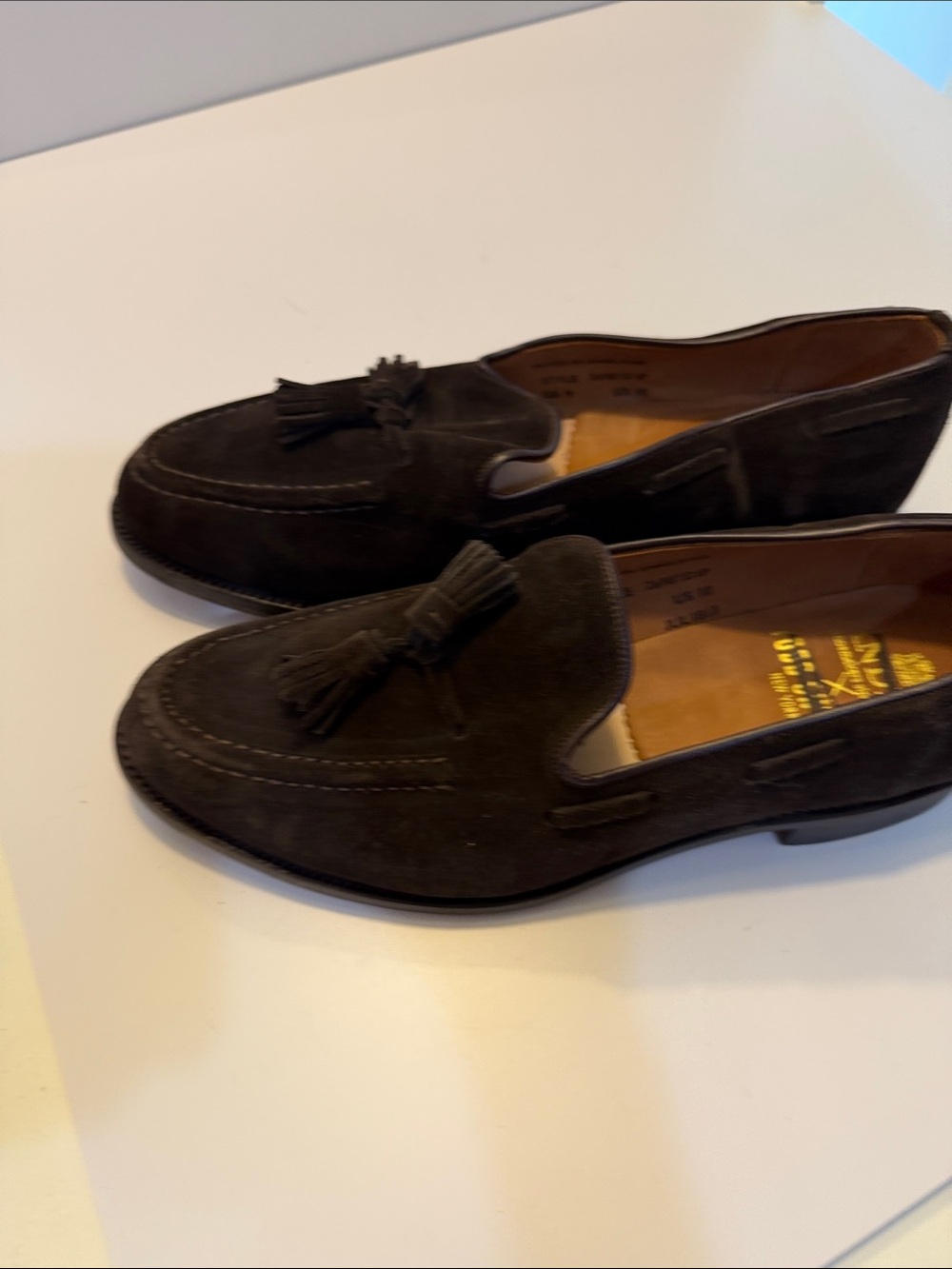 Todd Snyder X Sanders Men's Tassel Loafers in Dark Brown Suede Sz 10.  Tub8